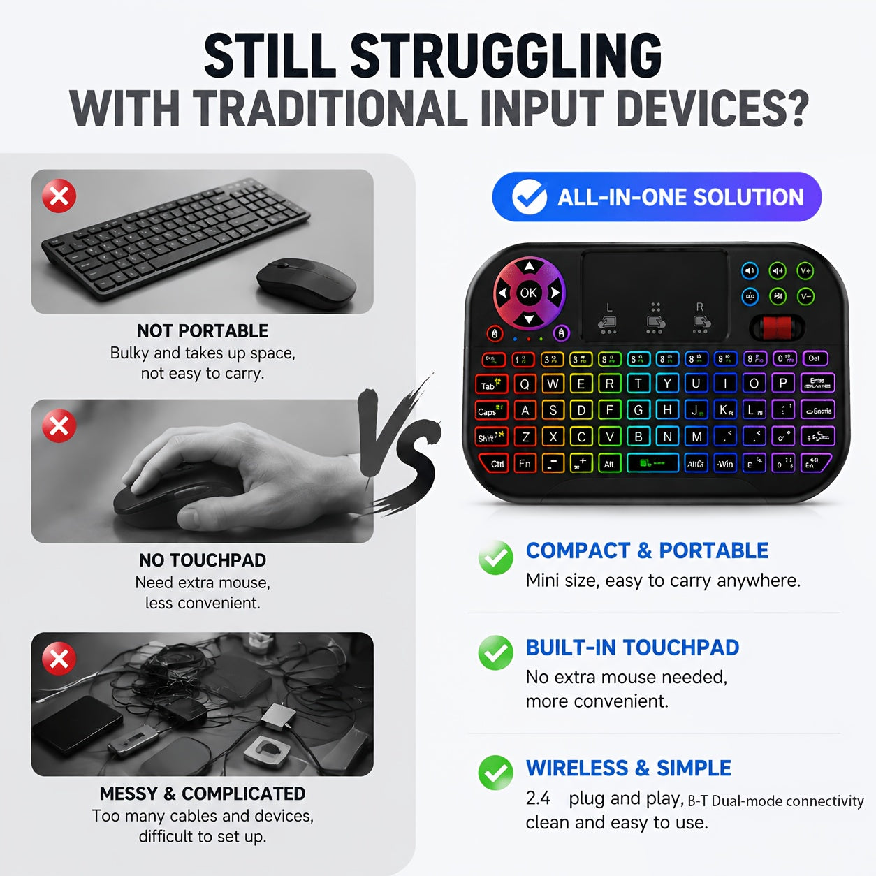 New Multifunctional Wireless Backlit Keyboard
