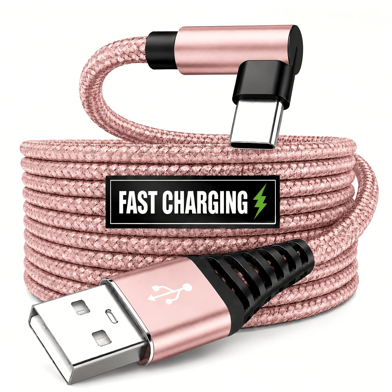 USB to Right-Angle Type-C Data Cable Supports Fast Charging