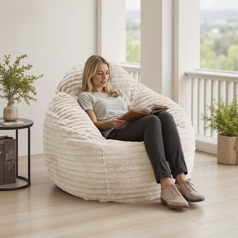 Memory Foam Bean Bag Chair, 39 Inch with Backrest And Armrests