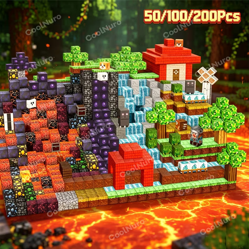 Lava Adventure Themed Magnetic Building Blocks Set