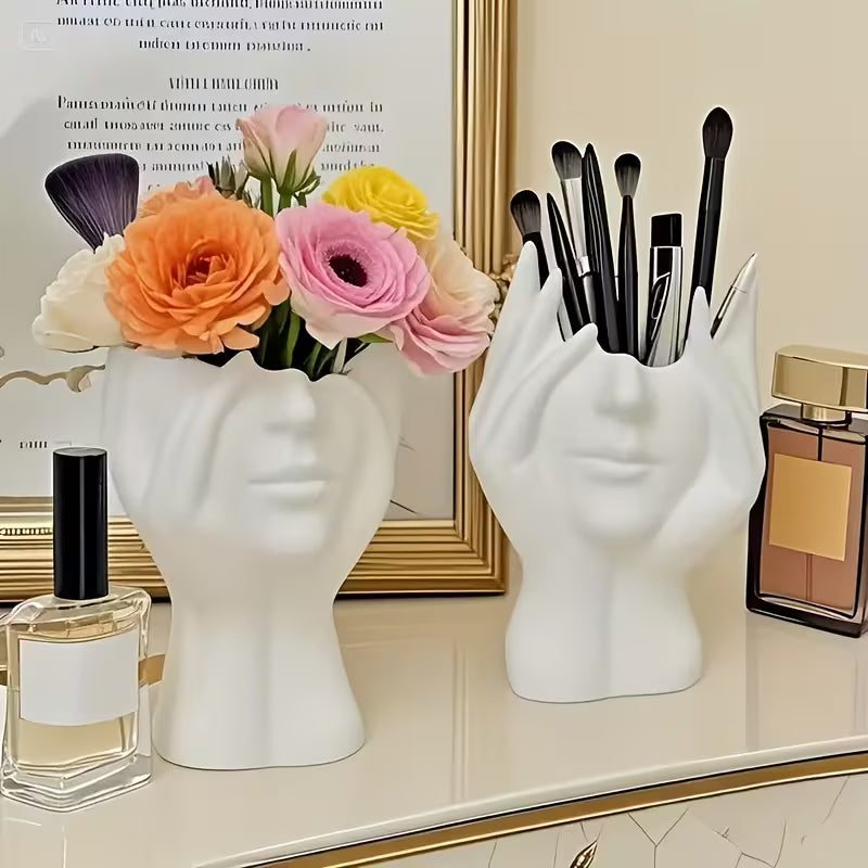 Unique Creative Human Body Art Shaped Makeup Brush Holder Pen Cup Decorative Storage