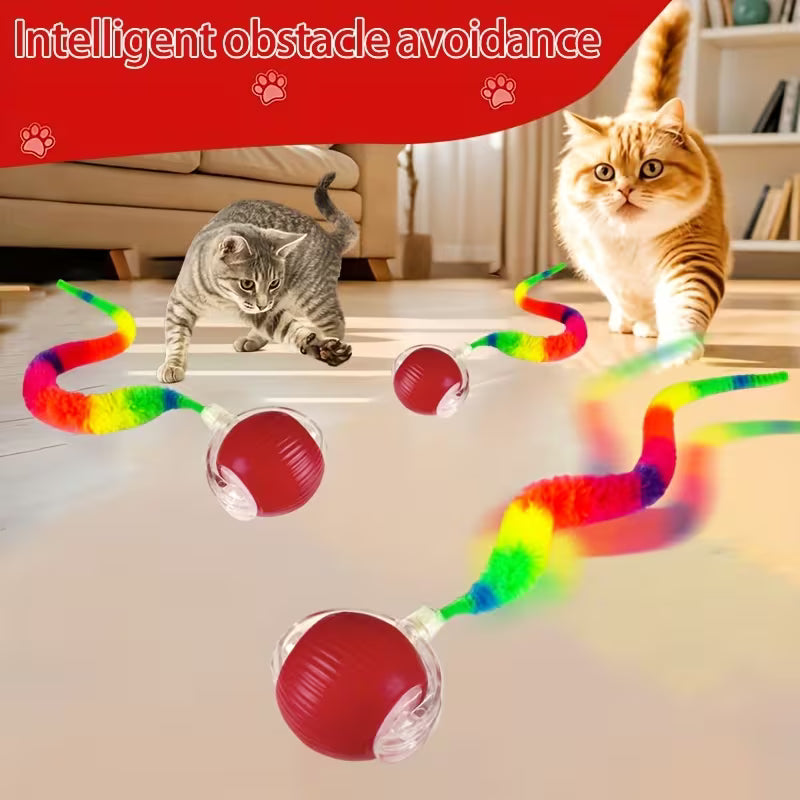 Automatic Rolling Cat Ball Toy Set, Silicone