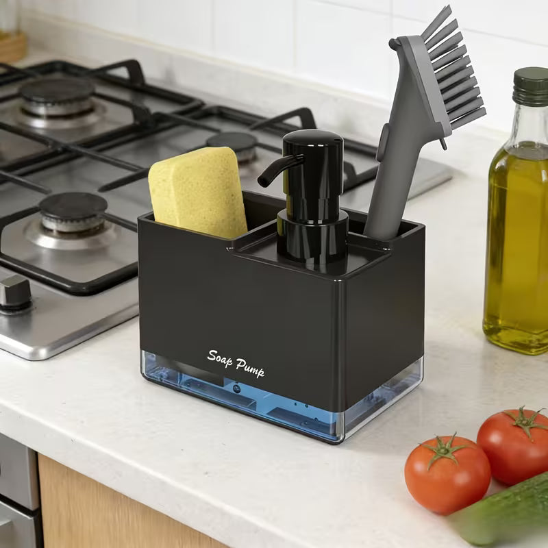 Multifunctional Hand Soap Dispenser with Built-In Sponge Holder - Countertop Organizer