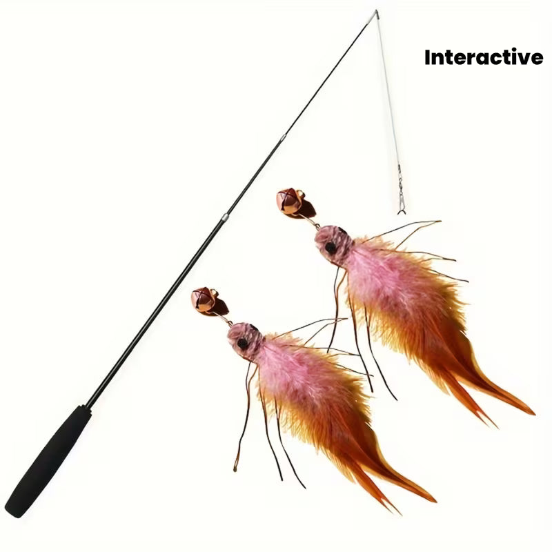 Simulation Insect Cat Artificial Fiber Feather Toys, 2 Interchangeable Interactive