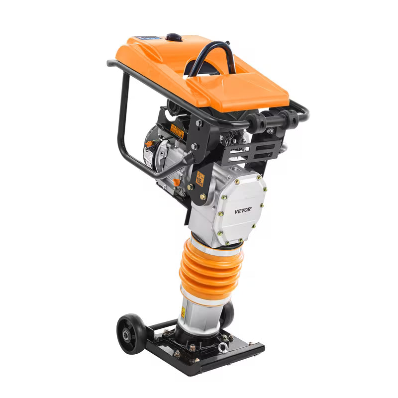 VEVOR Jumping Jack Compactor, 6.5 HP Vibratory Rammer Fuel-Powered 196 cc Engine Tamper