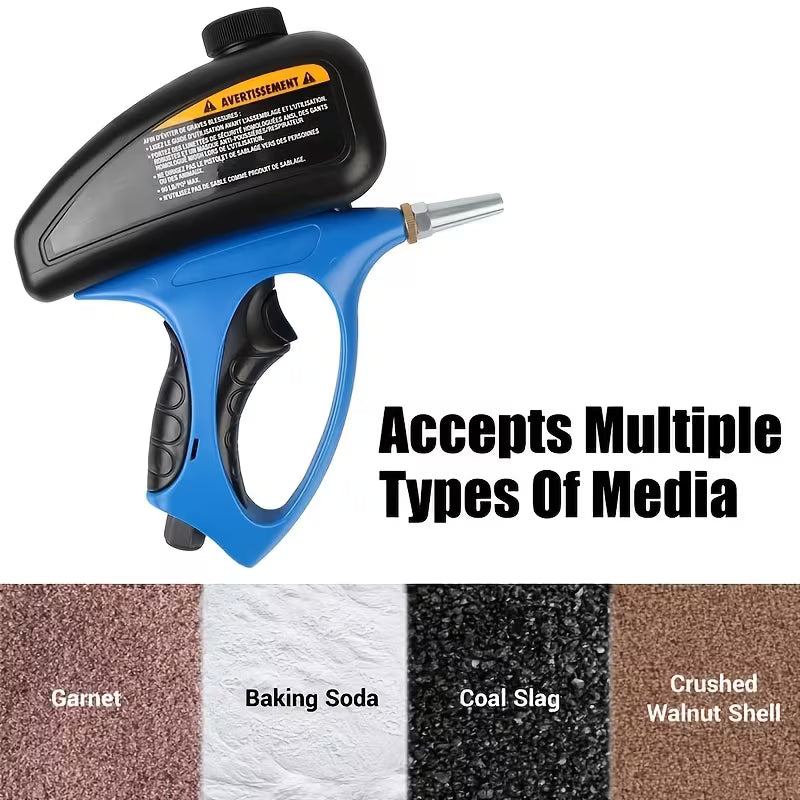 Manual Pneumatic Sandblaster Gun - Air-Powered Sand Blaster Set, Glass