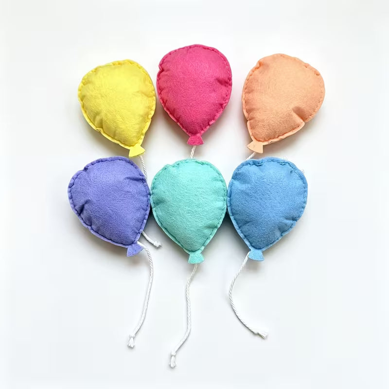 3D Felt Balloon Garland Banner, Pastel Stuffed Balloon Bunting with String, Pre-Assembled