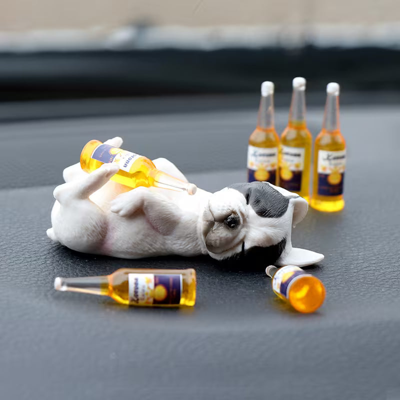 1 Set of Funny and Cute Drunk Puppy Figurines