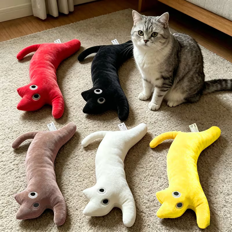 2pcs/1pc Cat-Shaped Pillow "Embraceable And Sound-Producing" Cat Set, Random Color