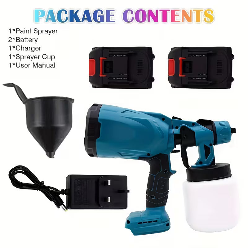 21V Battery High-Performance Paint Sprayer Tool 1000W High Power Electric Spray Paint Gun