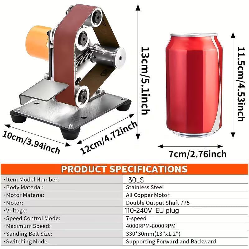 Mini Belt Sander Electric Bench Grinder Sanding Machine 7 Adjustable Speed Grinder Polisher Knife