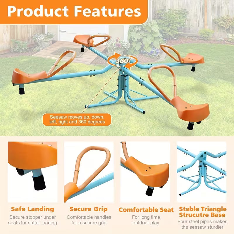 2-Seat/4-Seat 360-Degree Rotating Seesaw