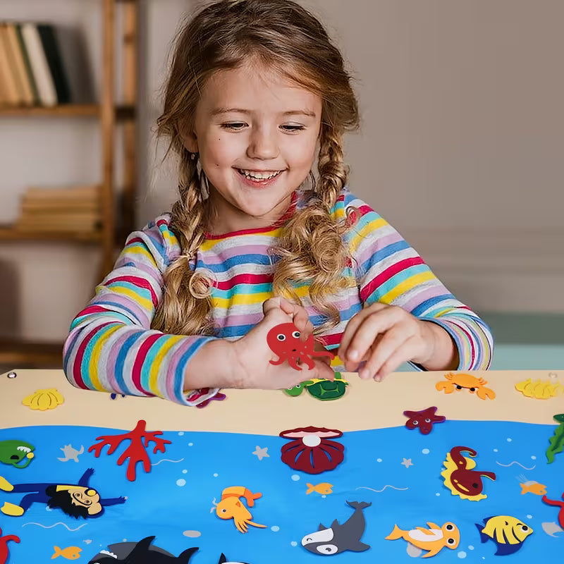 Educational Toys Underwater Animal Felt Storyboard Set 29.5x40 Inches