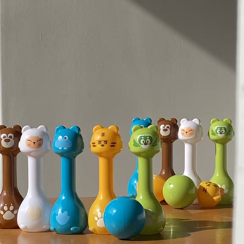 10 Bottles 2 Balls Novelty Bowling Toy Set Animal Shape Halloween