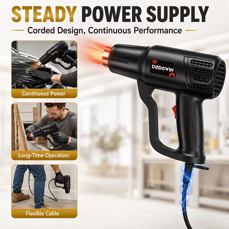 Heat Gun Kit, Fast Heating Dual-Temperature (662°F-1112°F)/(350°F-600°F) Hot Air Tool for Welding
