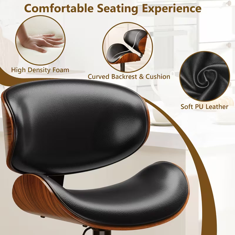 1/2pcs Bar Stools: Adjustable & Swivel Faux Leather Bar Stool