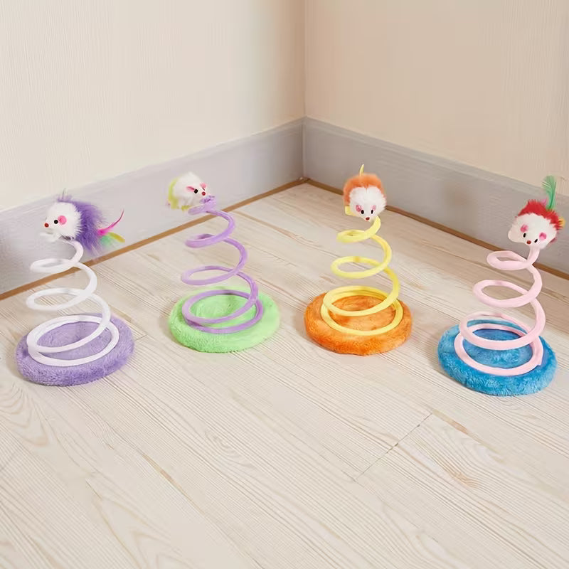 Kitten Spring Toy Colorful Mouse Cat Toy Plush Set