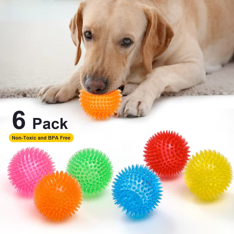Squeaky Dog Toy Balls (3/4/6 Pack) Puppy Chew Set