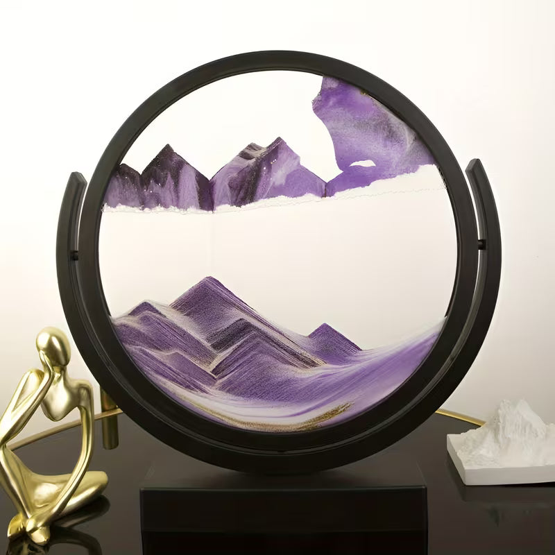 3D Flowing Sand Painting Living Room Hourglass Glass Ornament Graduation Gift, Landscape