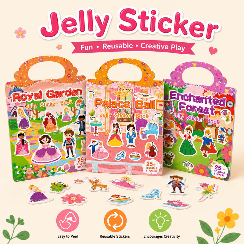 Princess Romance Themed Reusable Jelly Sticker Book