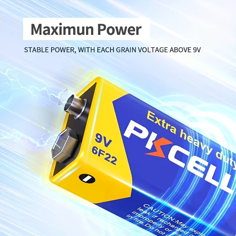 PKCELL 9V Detector Battery, Carbon Zinc 6F22 Battery, Extremely Long-Lasting