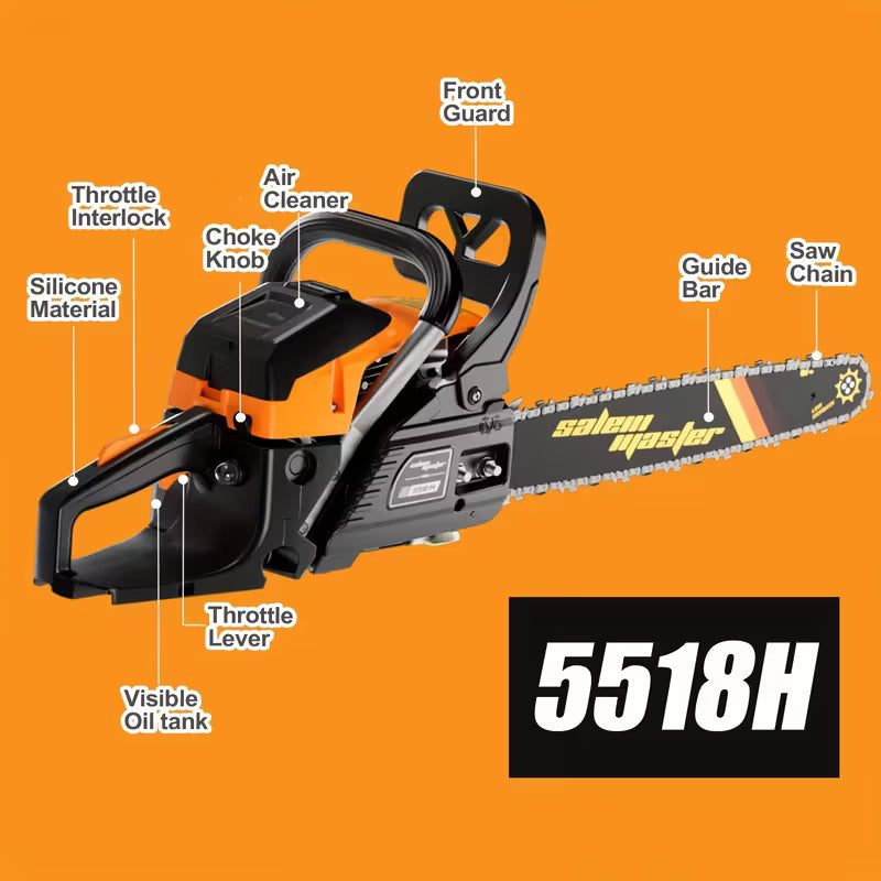 20-inch Gasoline Chainsaw, Wireless Handheld Saw, Used for Cutting Trees, Wood, Farmland, Gardens