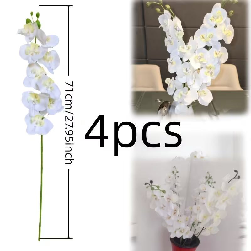 4pcs Set (Total 36 Flowers), 27.95-Inch Artificial Phalaenopsis Orchid: Maintenance-Free Long