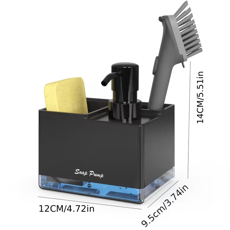 Multi-functional Liquid Soap Dispenser, Integrated Sponge Rack, Countertop Organizer