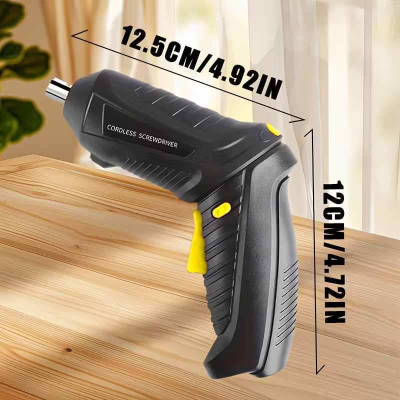 Mini Cordless Electric Drill, Wireless Rechargeable Cordless Screwdriver with LED & Rotating Handle