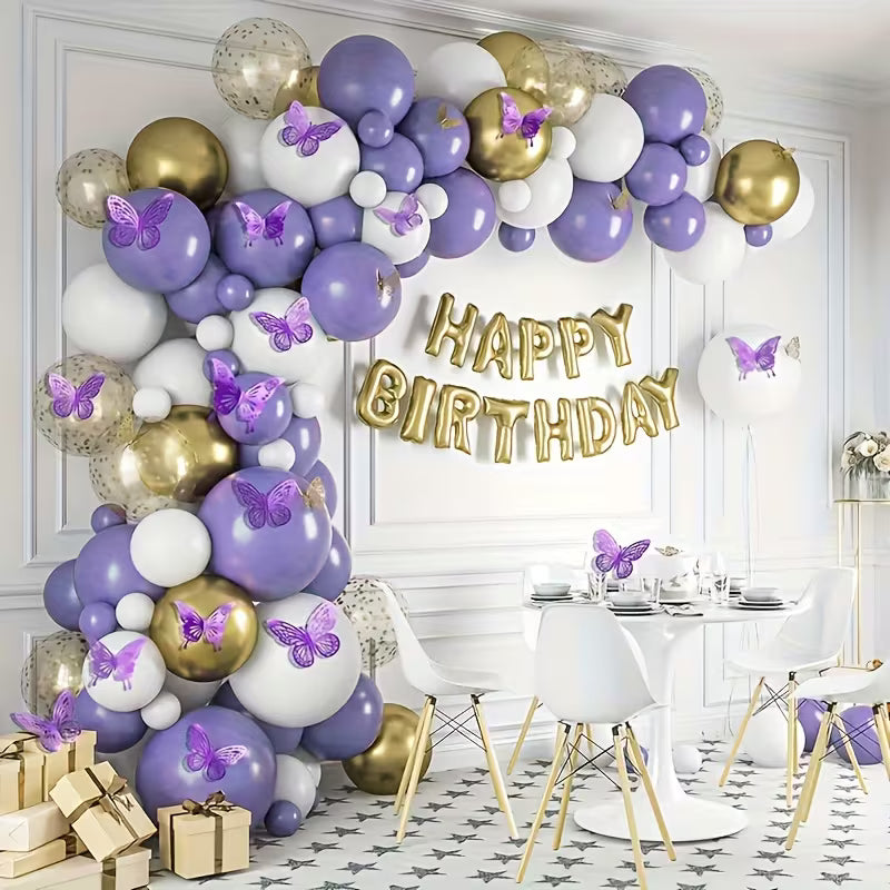 Purple Butterfly Wall Stickers - 2 Styles, 3 Set, Purple