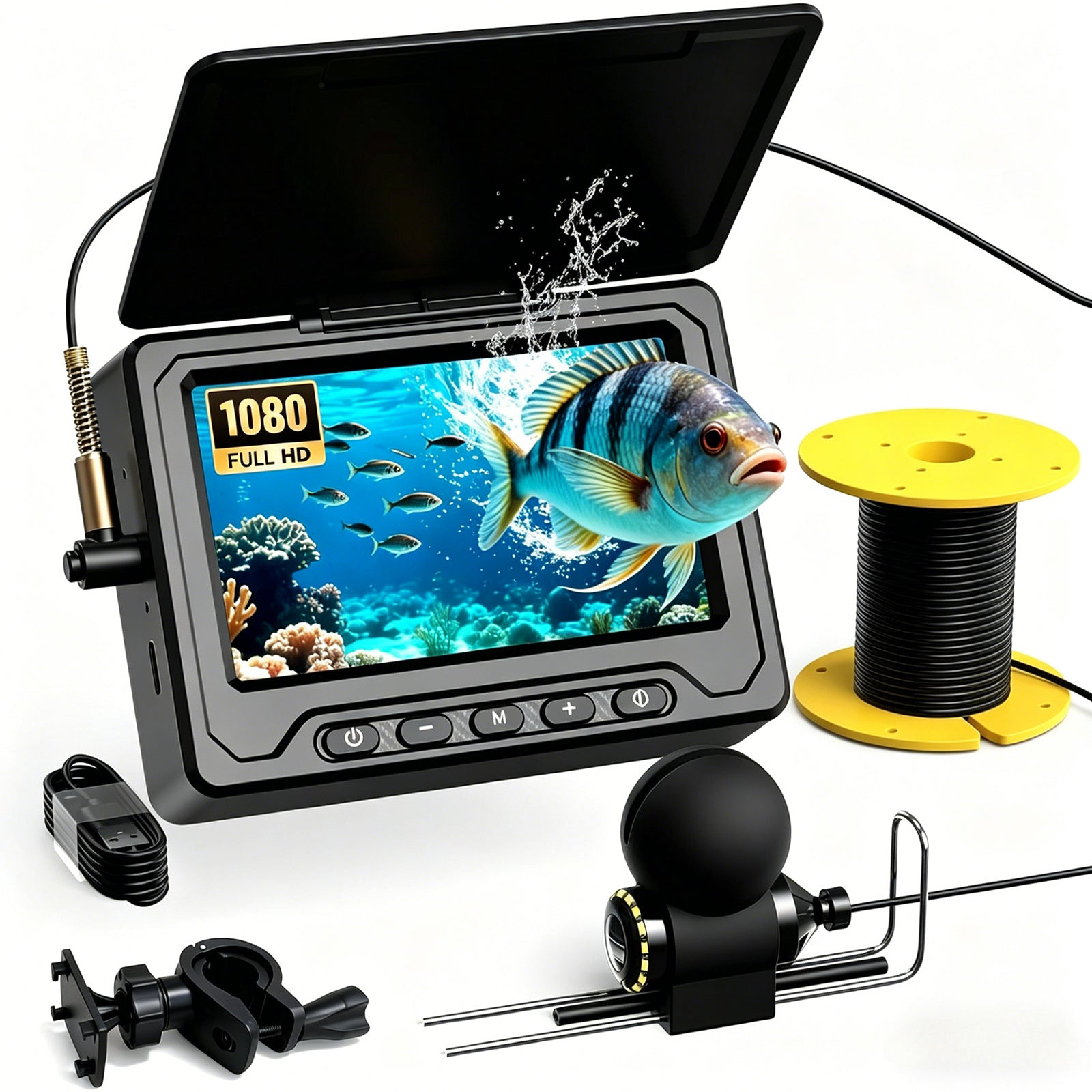 4.3In [30°~150° Angle Fin] Ice Fishing Camera Underwater Portable Fish
