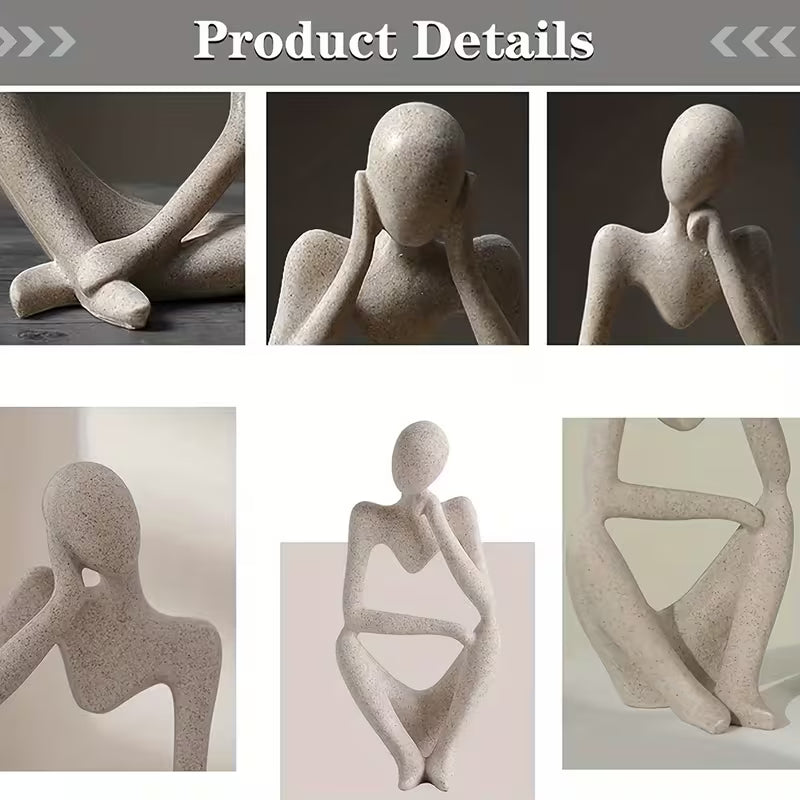 3pcs Collectible Figurines, a Set of Three Creative Abstract Seated Figure Ornaments