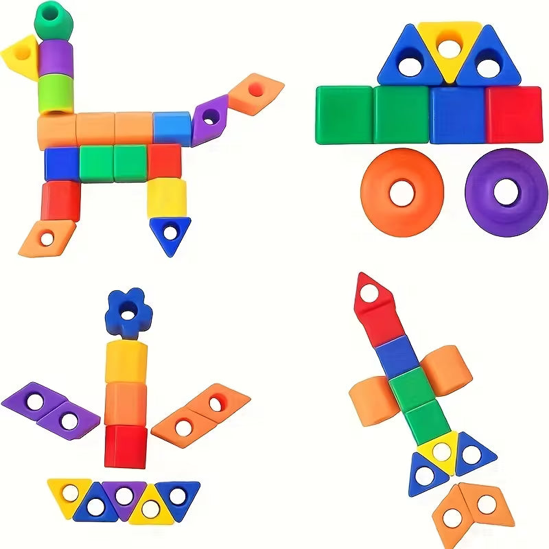 28-Piece Beaded Toy Set 25 Beads + 3 Ropes Beaded Toy Plastic