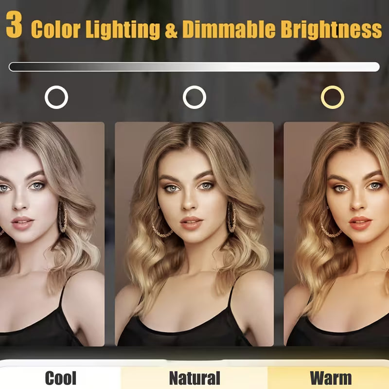 LED Makeup Mirror, Rechargeable Desktop Vanity Mirror with Lights, 3 Light Modes, Touch