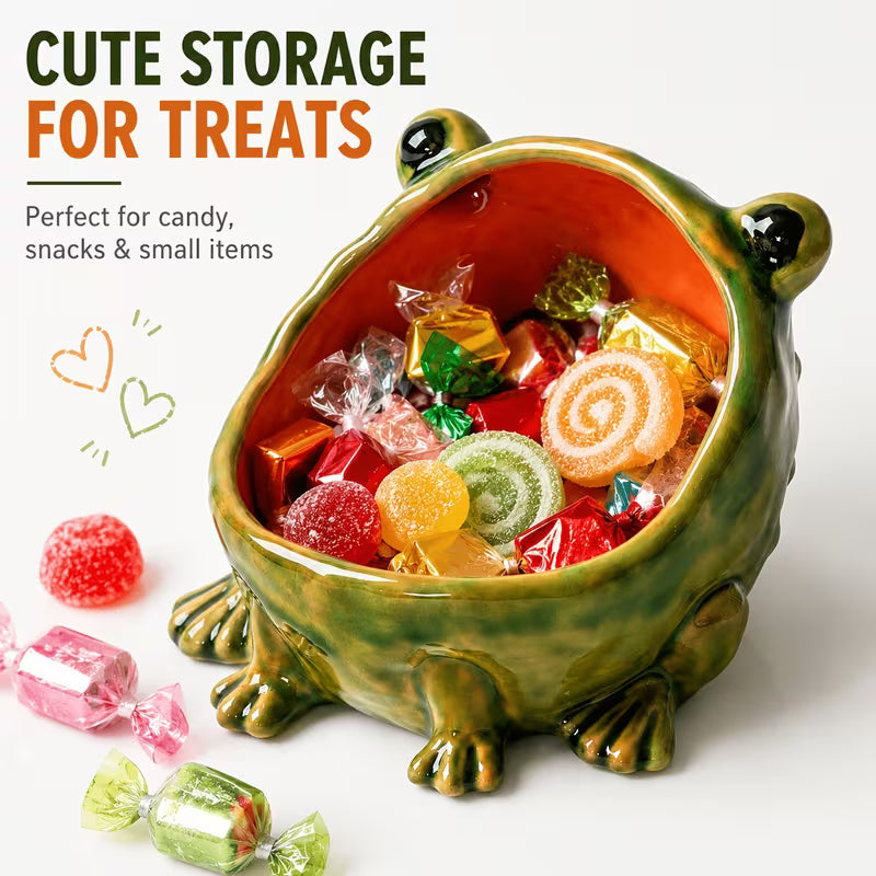 Cute Frog-Shaped Key Holder & Snack Jar - Adorable Frog Storage Box Suitable for Keys, Candy