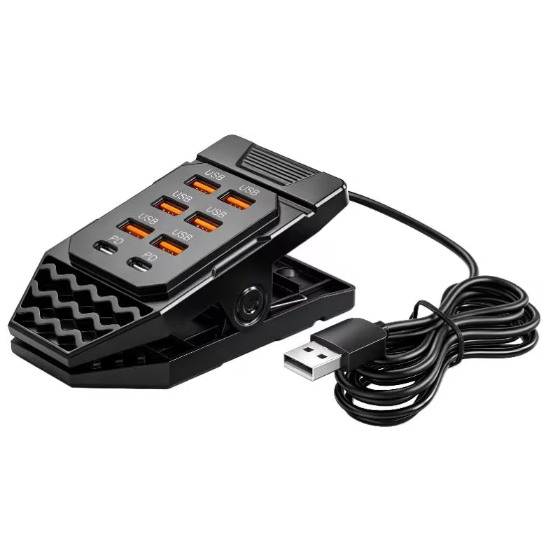 Clip on 8-in-1 USB Hub, 6 USB-A+2 PD Type-C Fast
