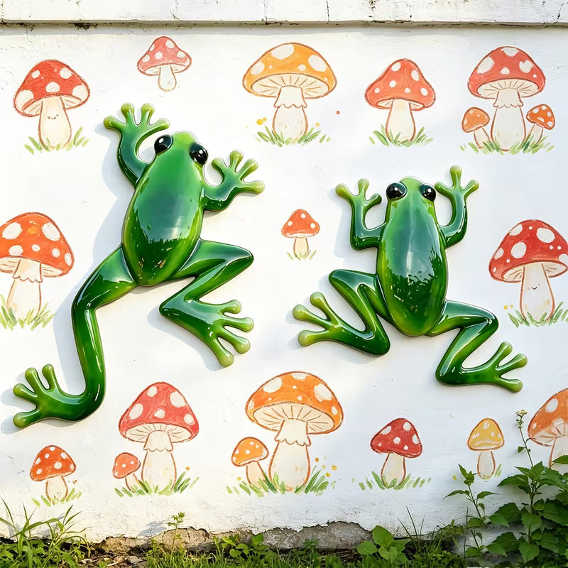 2pcs Wrought Iron Wall Decor, Metal Frog Statue Wall Art, Indoor/Outdoor Decoration