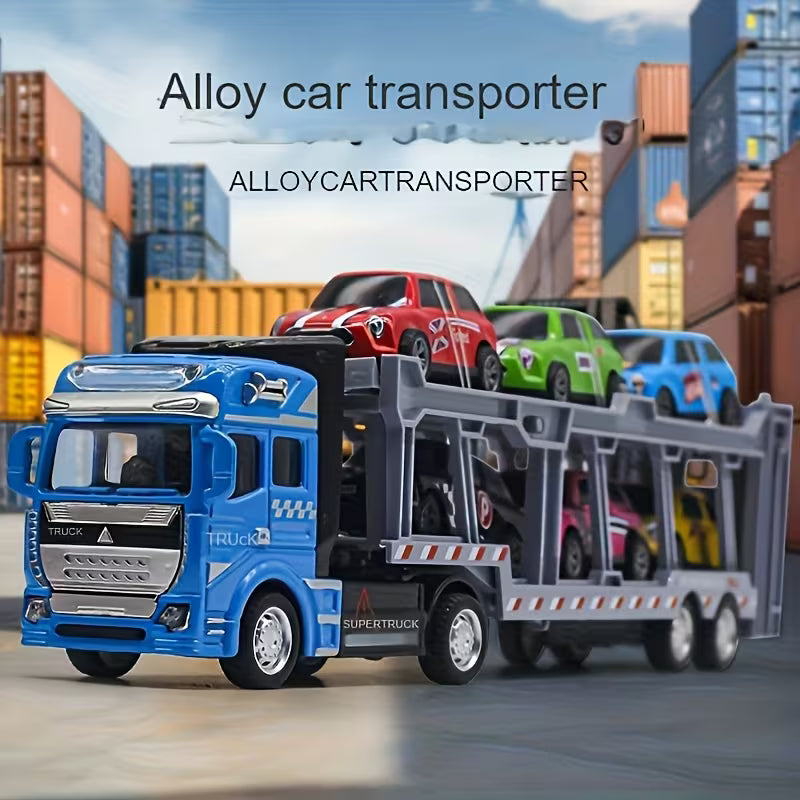 Alloy Double-layer Transport Vehicle with a Set of 6 Small Cars