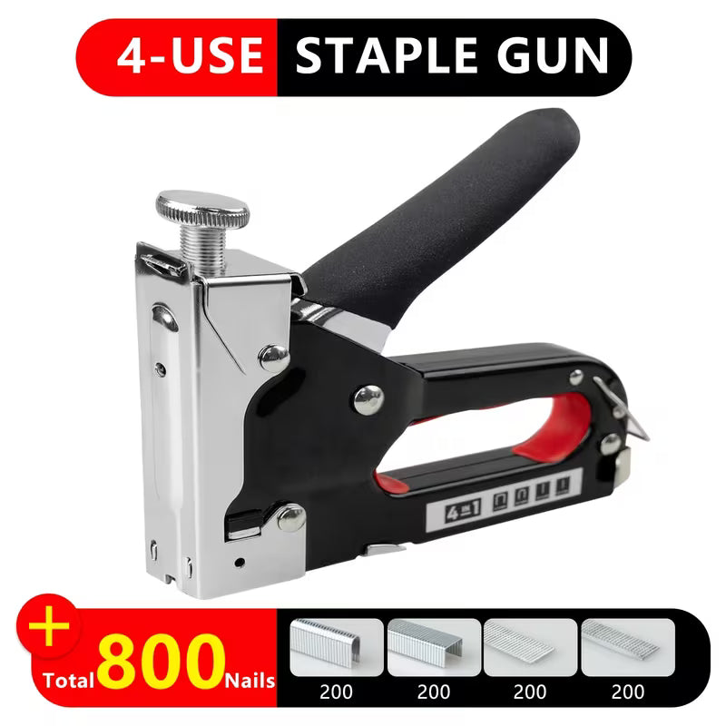 4-in-1 Heavy-Duty Pneumatic Nailer Kit with 800 Nails - Semi- Nail Gun & Stapler Suitable