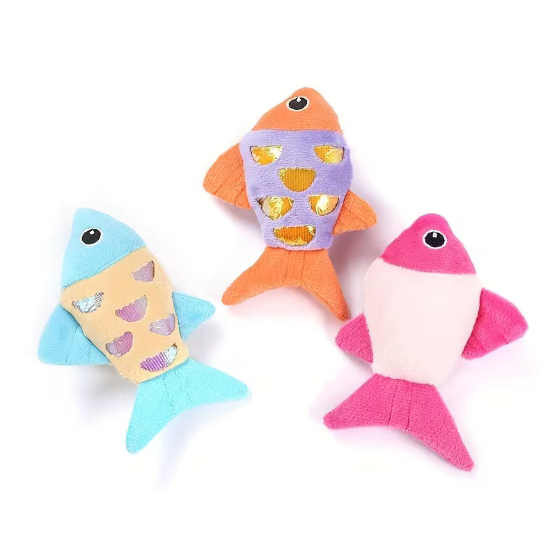 Pet Cat Toys, Crinkle Paper, Plush Fish, Pet