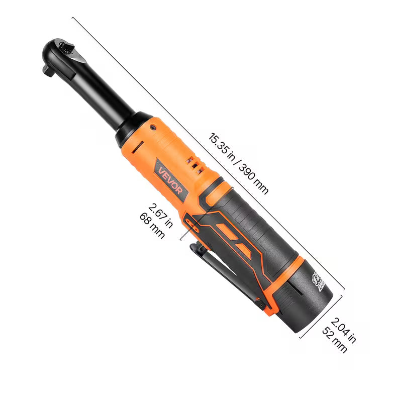 VEVOR Cordless Ratchet Wrench, No Extension/Extension, 3/8 inch Drive, 240 RPM