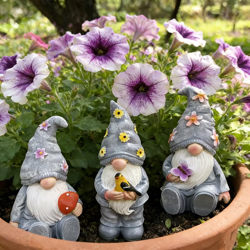 3pcs Resin Gnome Statues | Rustic Garden Decor for Outdoor Spring Home Decoration, Lawn Landscaping