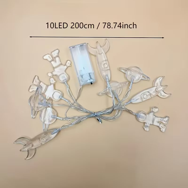 Space String Light with Astronaut, Rocket, and Planet Pendants