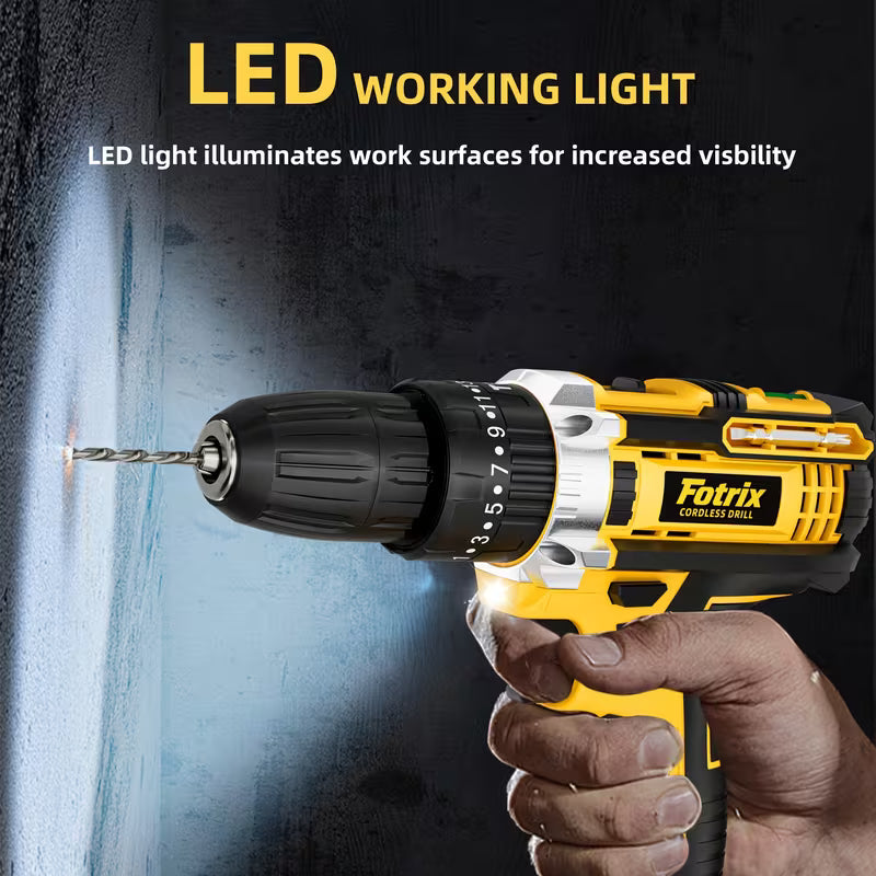 Rechargeable Drill (With Tool Case), Includes 1/2 Battery, Drill, Screwdriver, Drill Bit Set