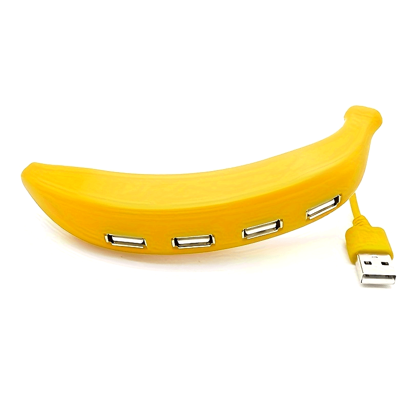 Banana-Shaped 4-Port USB 2.0 Hub - Portable & User-Friendly Expansion