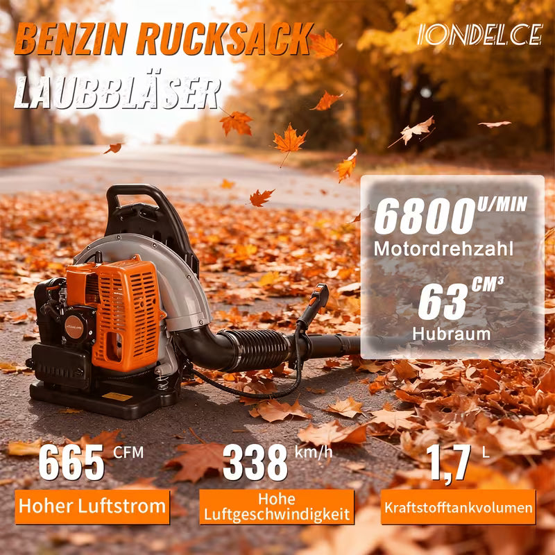 63/80CC Gasoline Backpack Blower, High-Performance Two-Stroke Gasoline Leaf