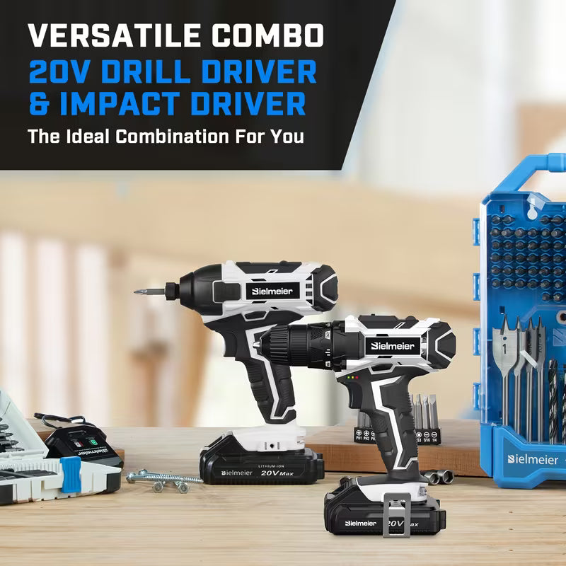 Bielmeier 20V 3/8" Drill & 1/4" Impact Driver Combo Kit Set