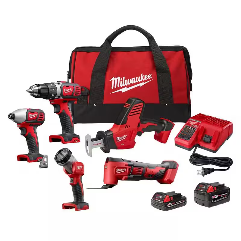 Milwaukee 2694-25 M18 18V Lithium-Ion Cordless Combo Kit (5-Tool) with (2) Batteries