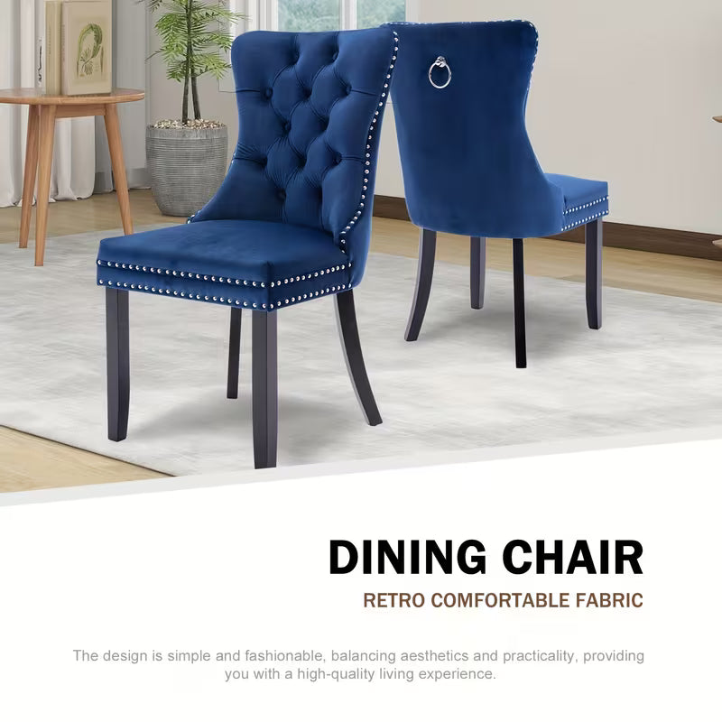 Velvet Upholstered Dining Chairs Set Of 2