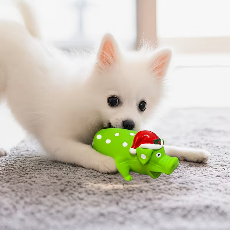 Christmas New Durable Latex Pig-Shaped Squeaky Dog Chew